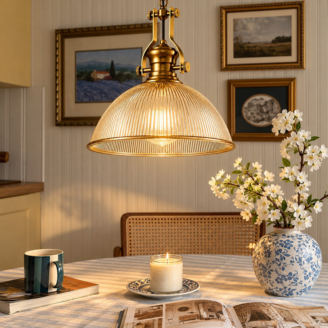 Vitrona pendant styled over a candlelit dining table