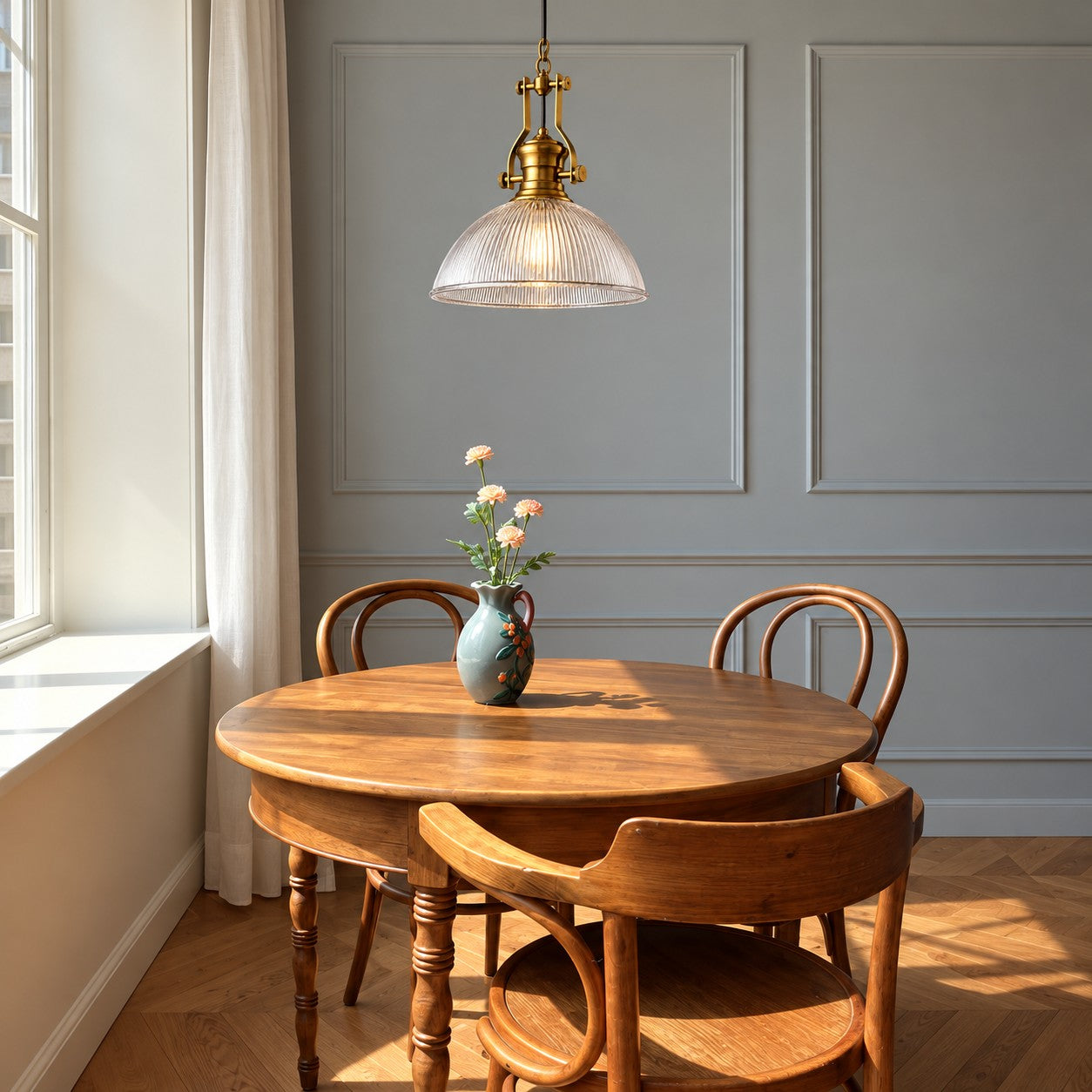 Vitrona pendant styled over a round dining table