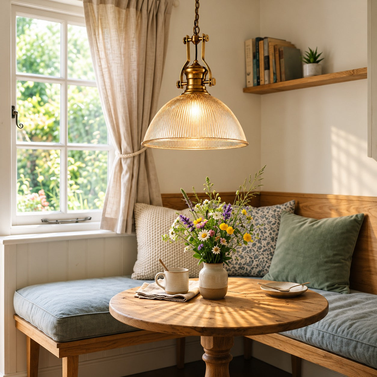 Vitrona pendant styled in a breakfast nook
