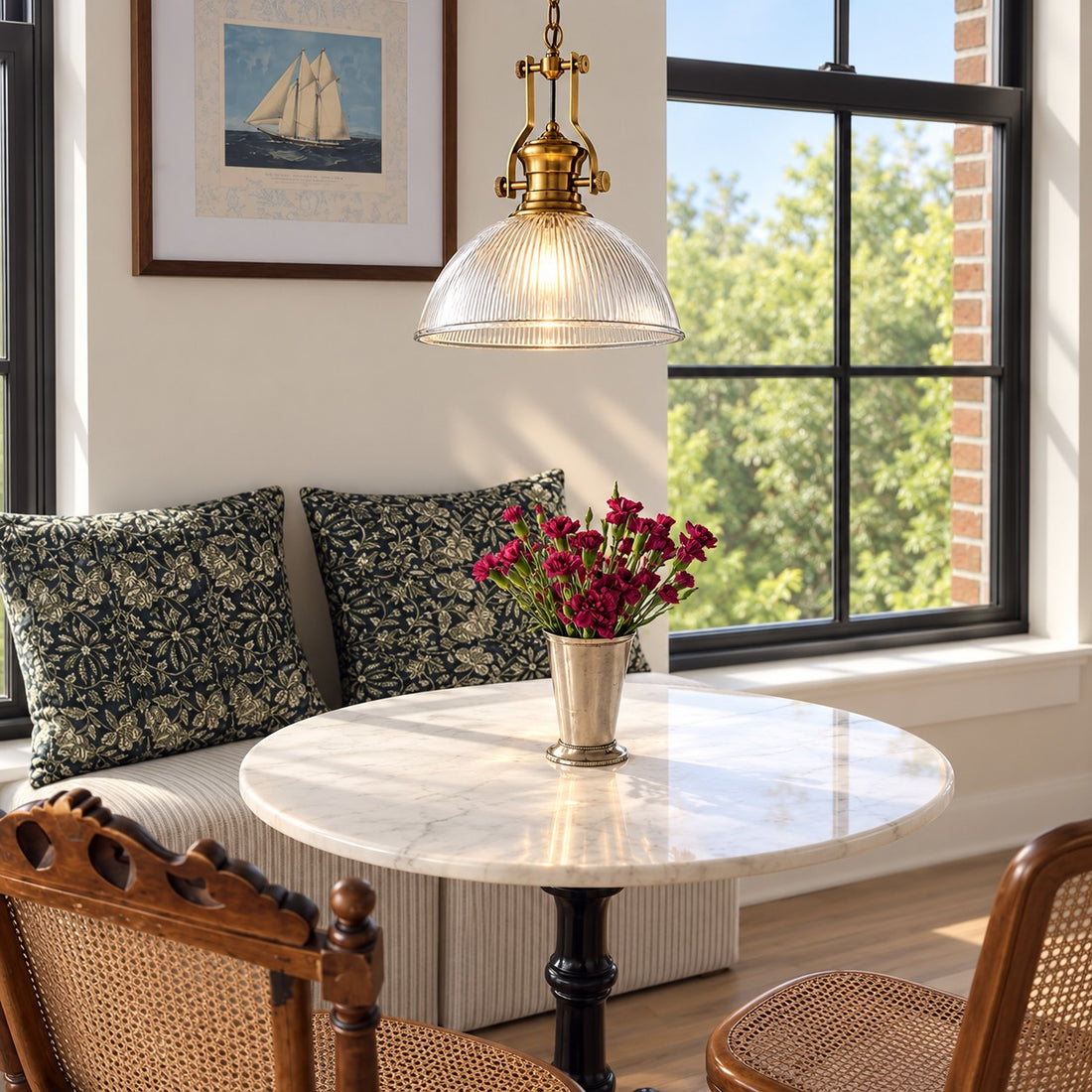 Vitrona pendant styled with a sailboat print