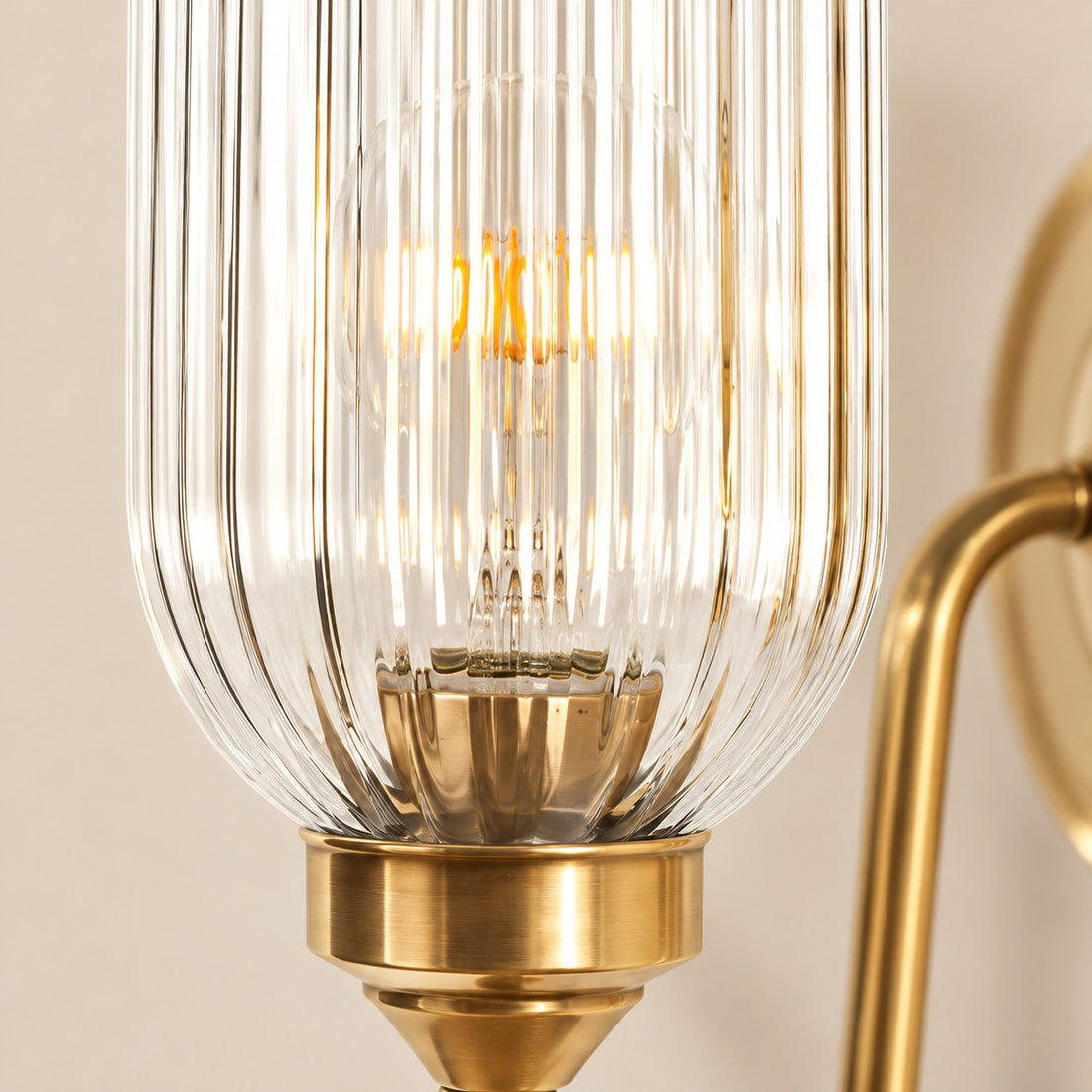 Vitrona ribbed cylinder glass shade close-up