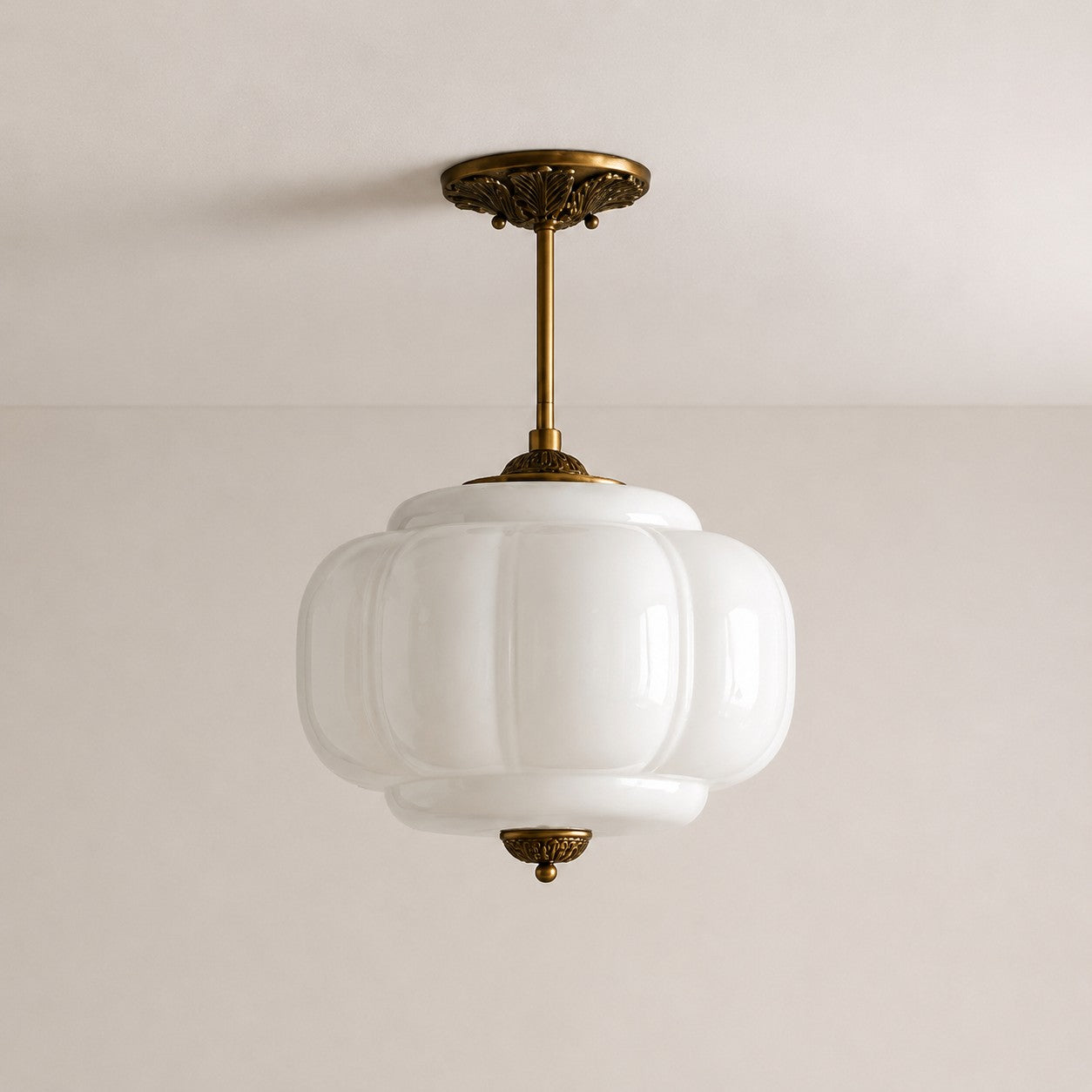 Antique Brass Green Glass Eloise Pendant Light