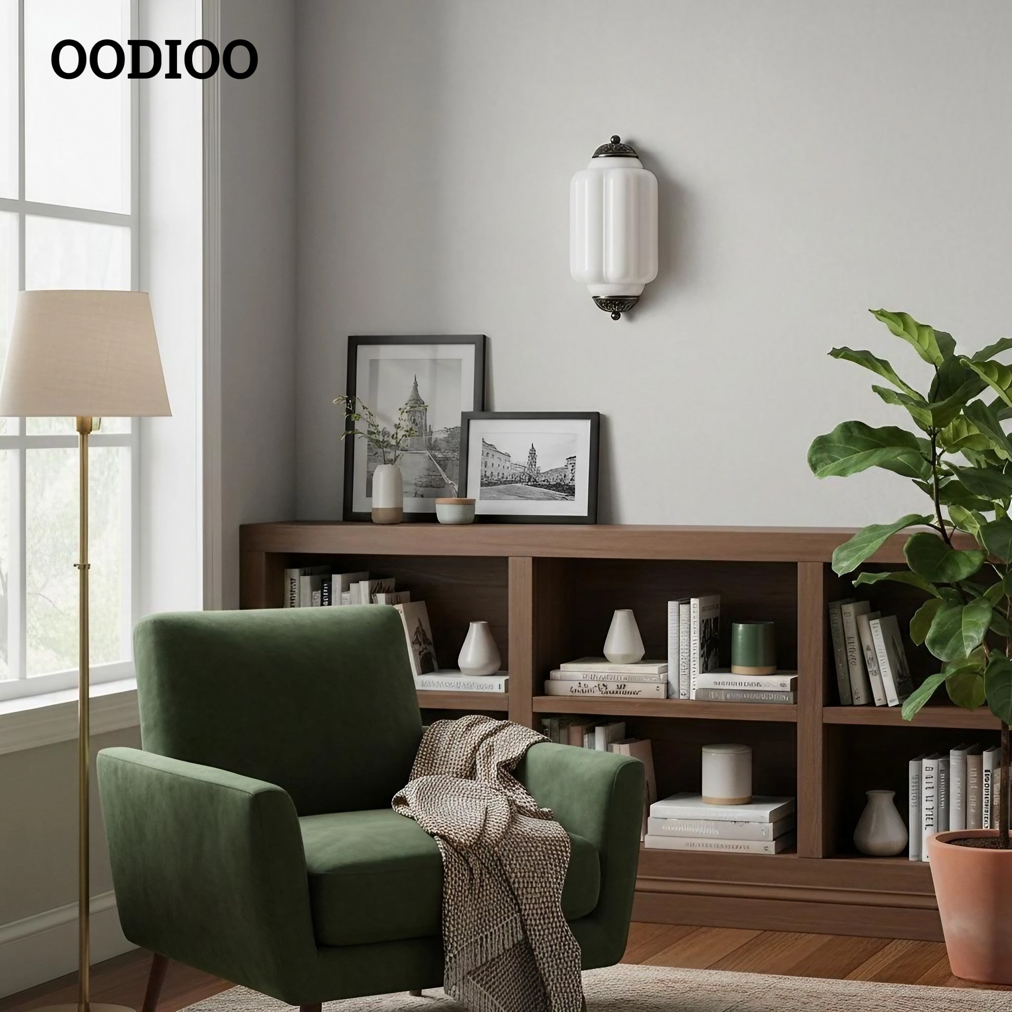 Vintage Eloise Glass Wall Sconce – Antique Brass Flush Bedside Light