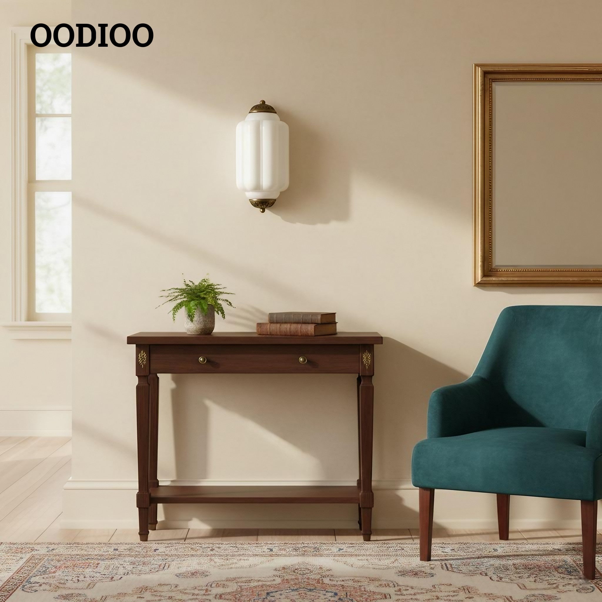 Vintage Eloise Glass Wall Sconce – Antique Brass Flush Bedside Light