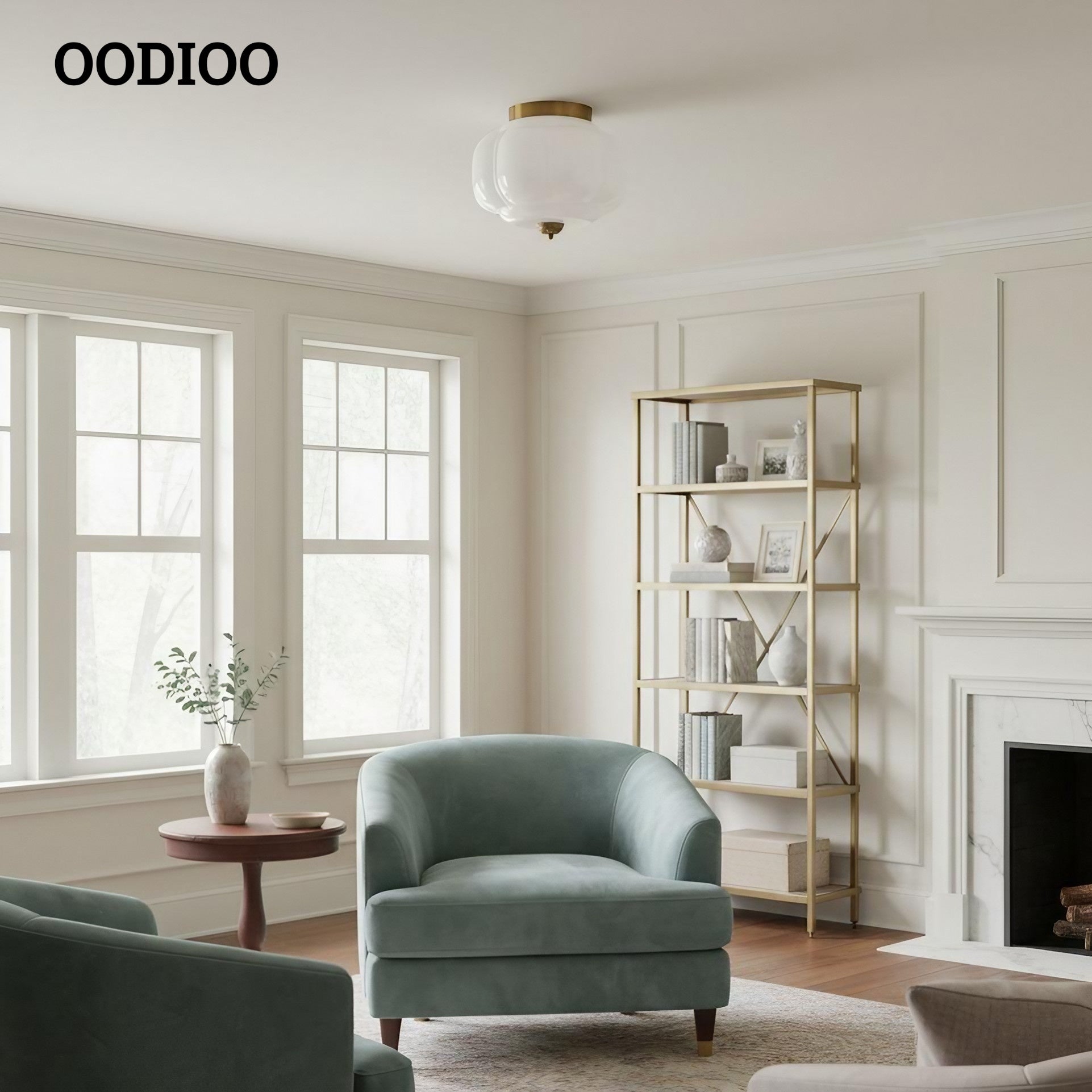 Eloise Retro Milk Glass Semi Flush Mount Ceiling Light