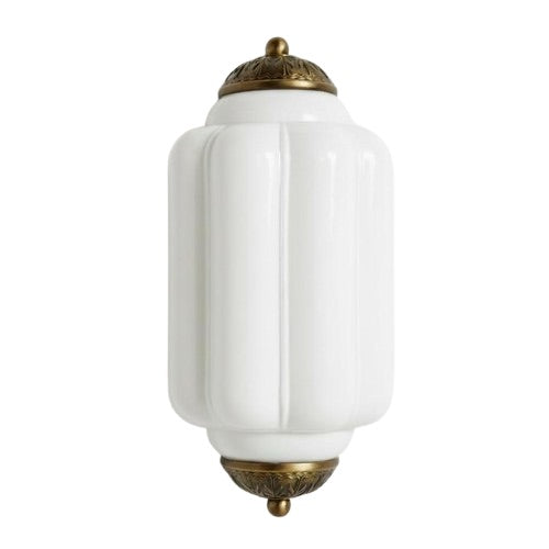 Vintage Eloise Glass Wall Sconce – Antique Brass Flush Bedside Light