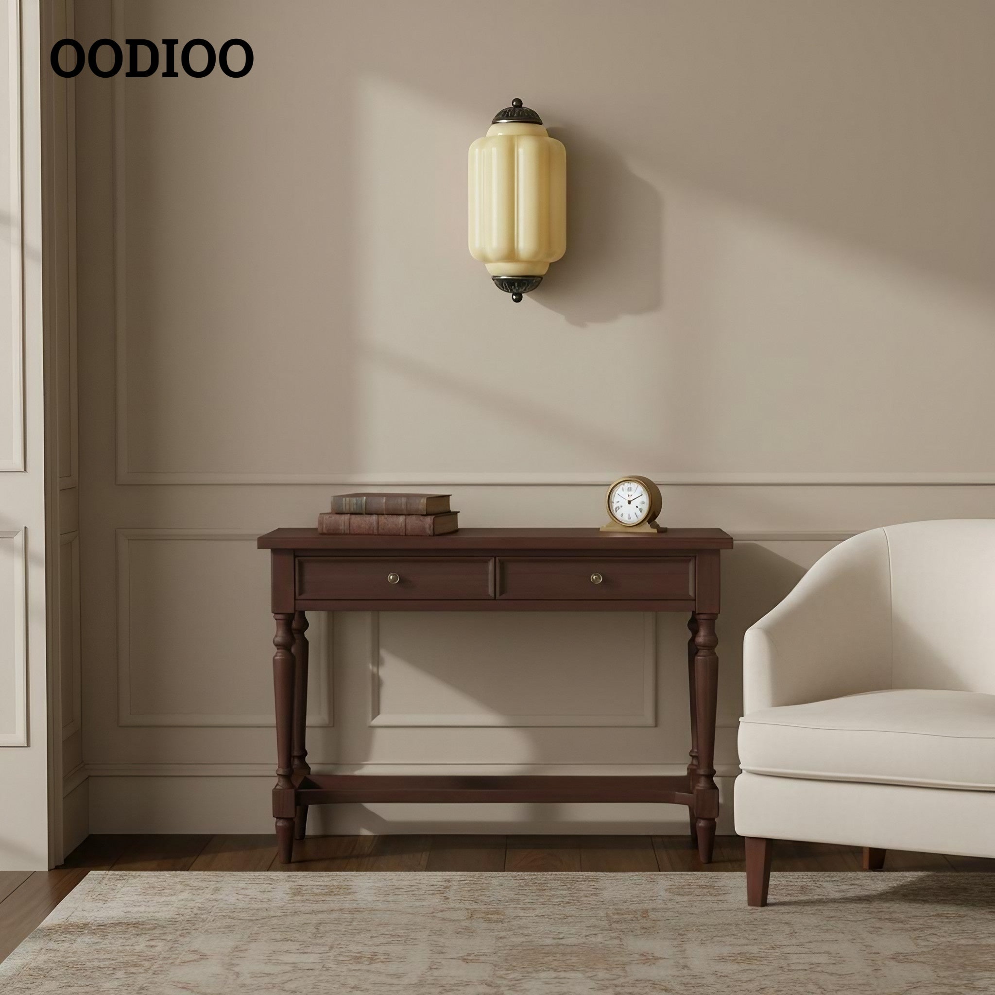 Vintage Eloise Glass Wall Sconce – Antique Brass Flush Bedside Light