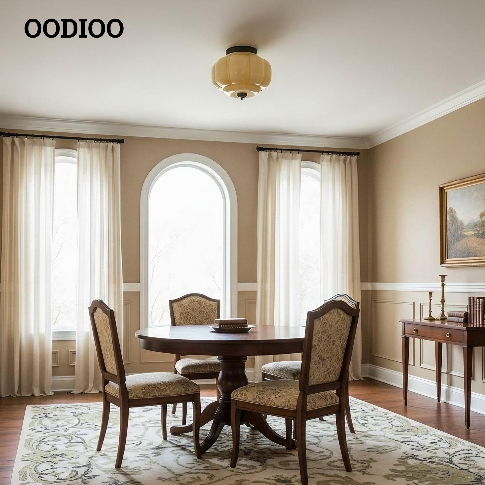 Eloise Retro Milk Glass Semi Flush Mount Ceiling Light