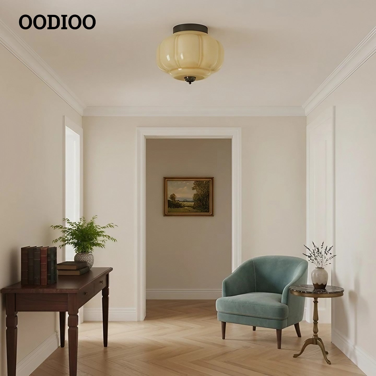 Eloise Retro Milk Glass Semi Flush Mount Ceiling Light