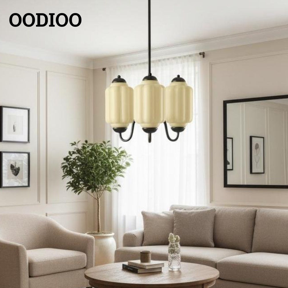 Three-Light Eloise Vintage Chandelier With Milk Glass Shades