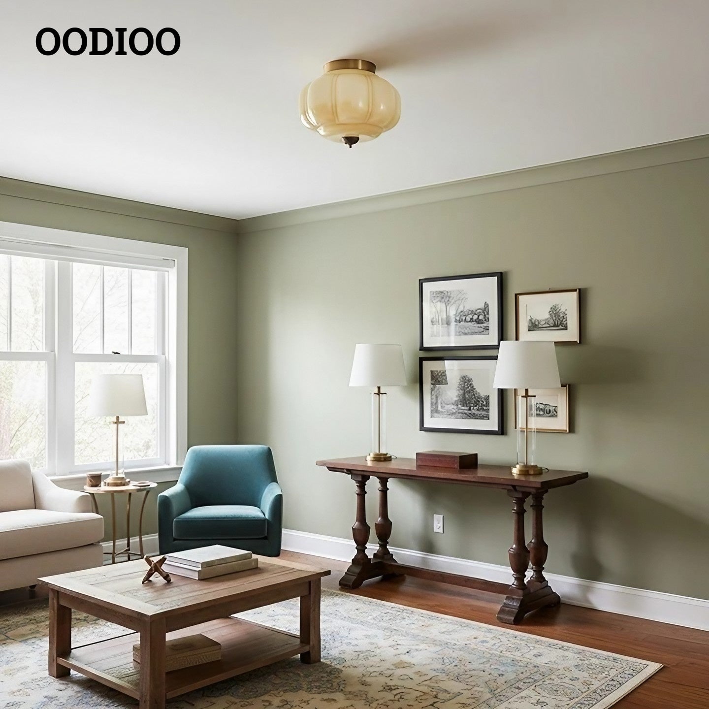 Eloise Retro Milk Glass Semi Flush Mount Ceiling Light