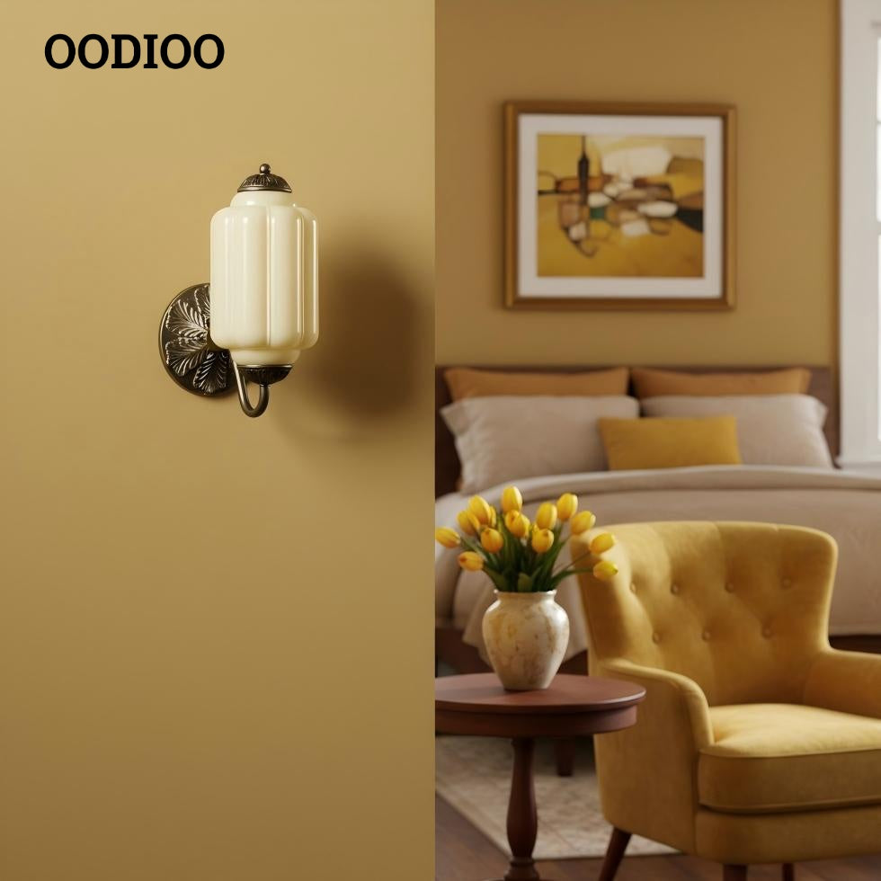 Vintage Milk Glass Sconce - Bedside Cream Eloise Wall Sconce