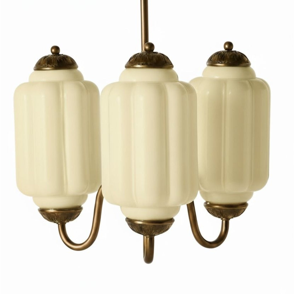 Three-Light Eloise Vintage Chandelier With Milk Glass Shades